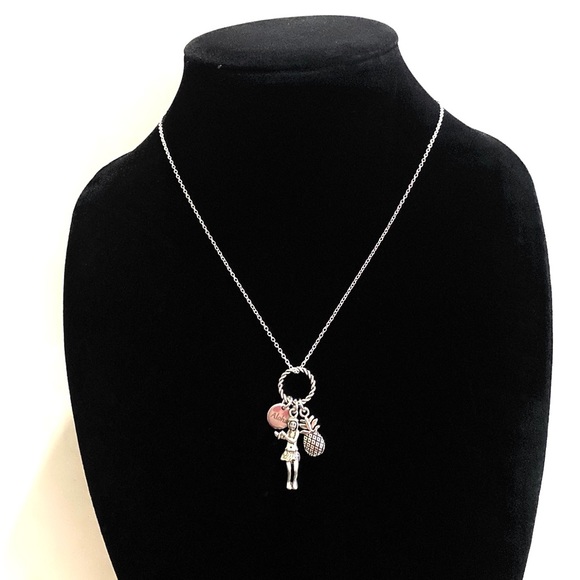 Hawaiian Charm Necklace Hula Girl Aloha Pineapple - Picture 3 of 6